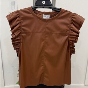 Lavender Brown Leather Top L